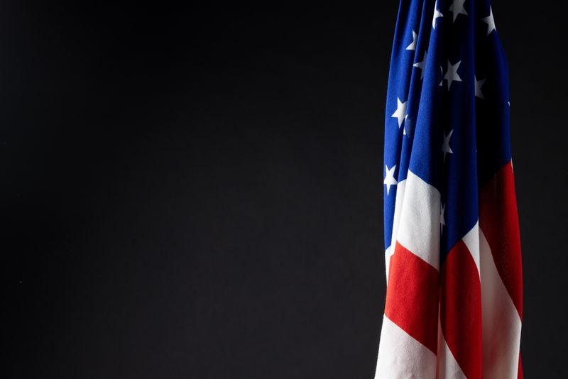 The US flag on a black background 