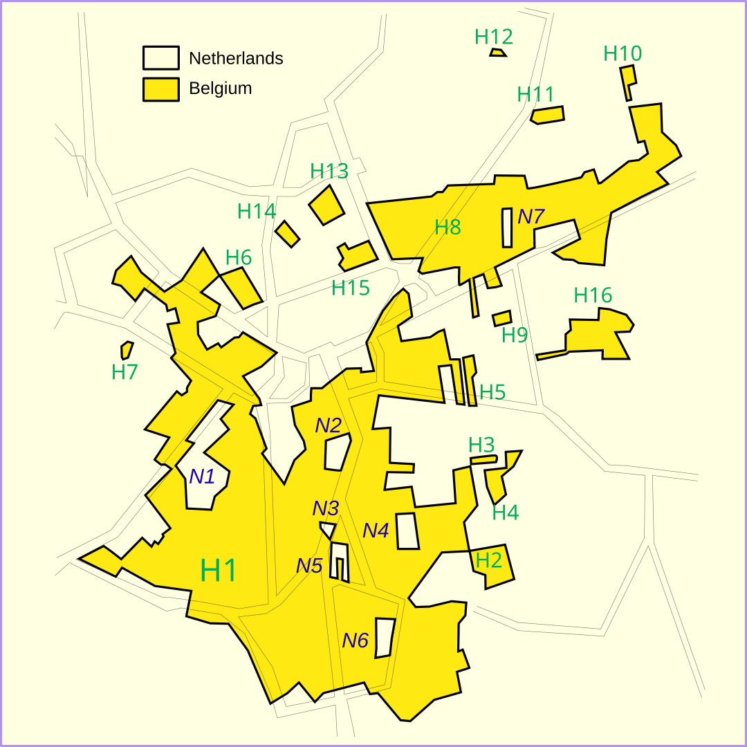 Map of Belgian and Dutch territory in Baarle-Nassau. Map of Belgian and Dutch territory in Baarle-Nassau.